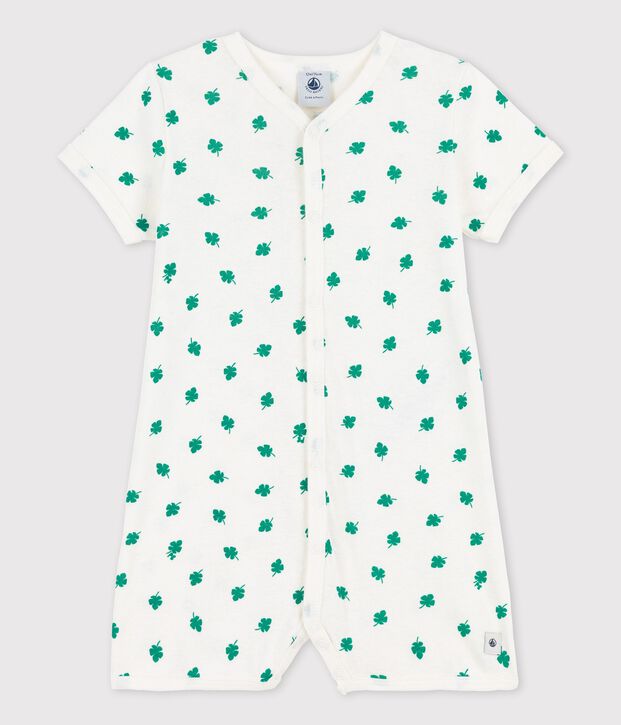 Babies' Cotton/Linen Botanic Print Playsuit white/green