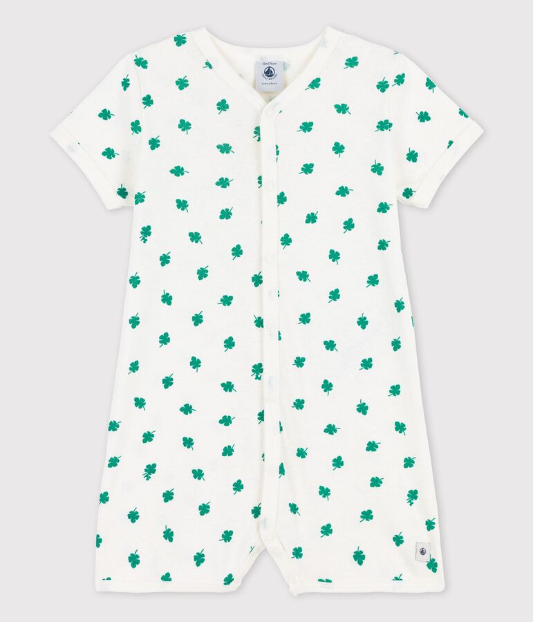 Babies' Cotton/Linen Botanic Print Playsuit white/green