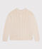 Women's plain cable-knit wool and cotton jumper AVALANCHE Ecru