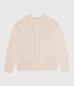 Women's plain cable-knit wool and cotton jumper
