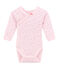 Newborn baby girls' long-sleeved printed bodysuit VIENNE pink/MULTICO white