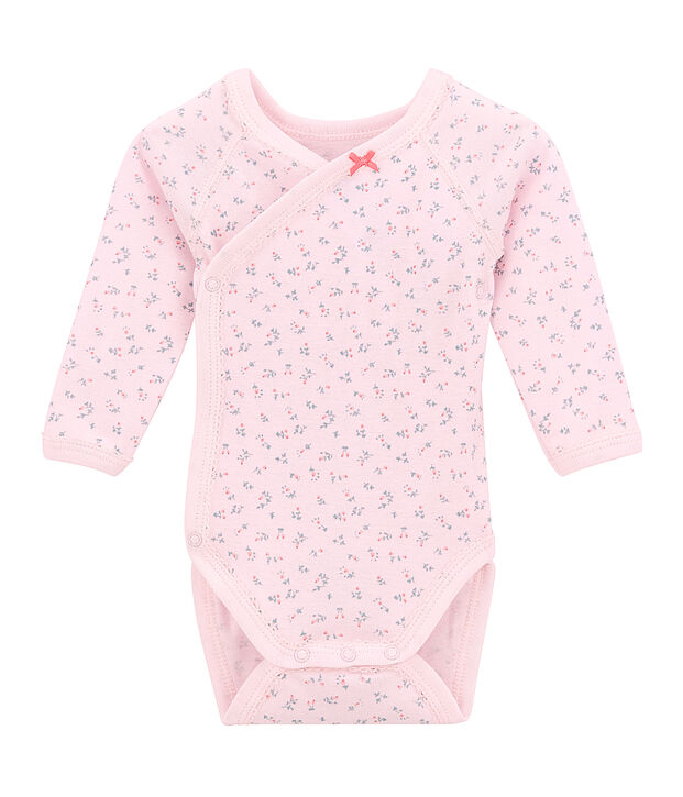 Newborn baby girls' long-sleeved printed bodysuit pink/multicolor