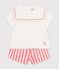 Babies' 2-piece cotton/linen outfit, with a sailor collar top pink/white