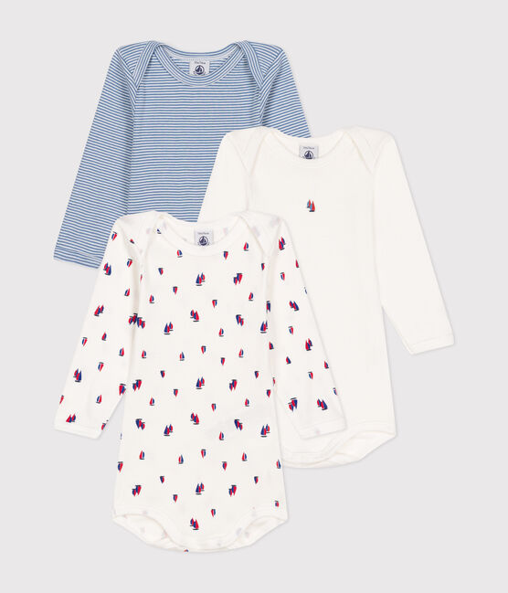 Babies' cotton long-sleeved regatta print bodysuits - 3-pack variante 1