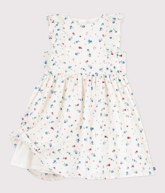 Children's sleeveless floral print cotton dress MARSHMALLOW white/MULTICO white