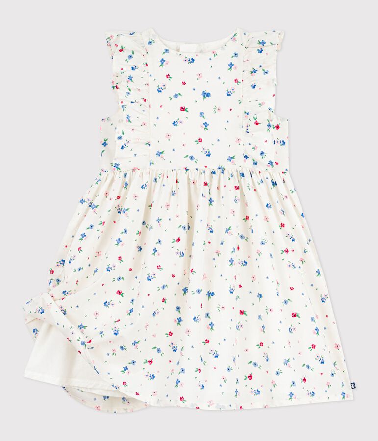 Children's sleeveless floral print cotton dress white/multicolor