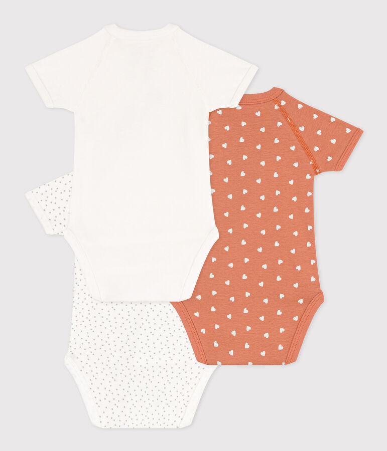 PACK OF 3 BABIES' SHORT-SLEEVED COTTON BODYSUITS multicolor