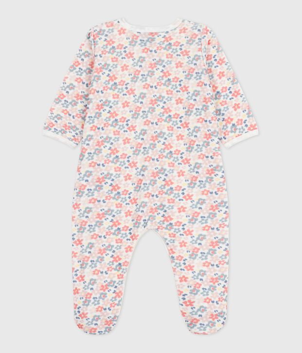 Babies' floral-print velour pyjama suit white/multicolor