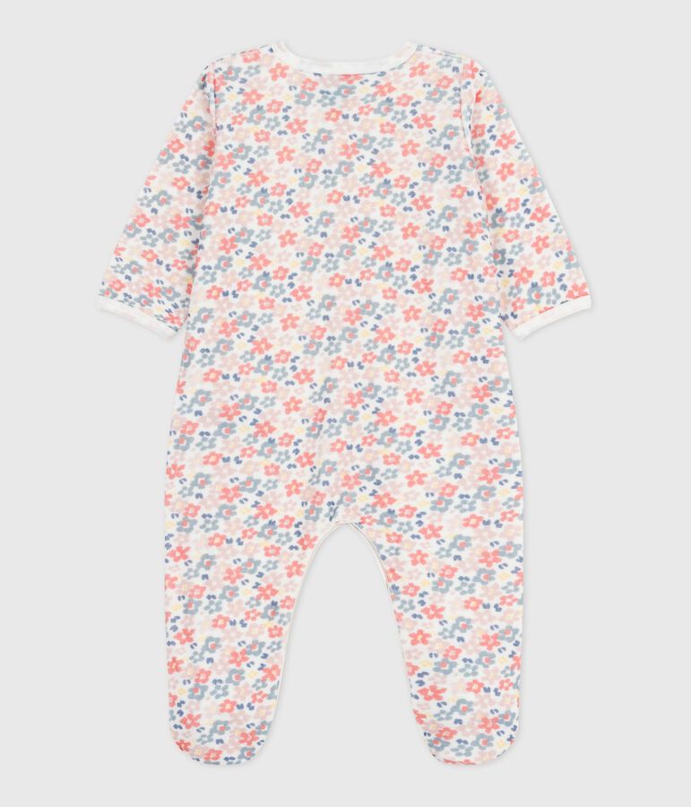 Babies' floral-print velour pyjama suit white/multicolor