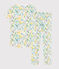 Girls' Watercolour Flowers Cotton Pyjamas MARSHMALLOW white/MULTICO white
