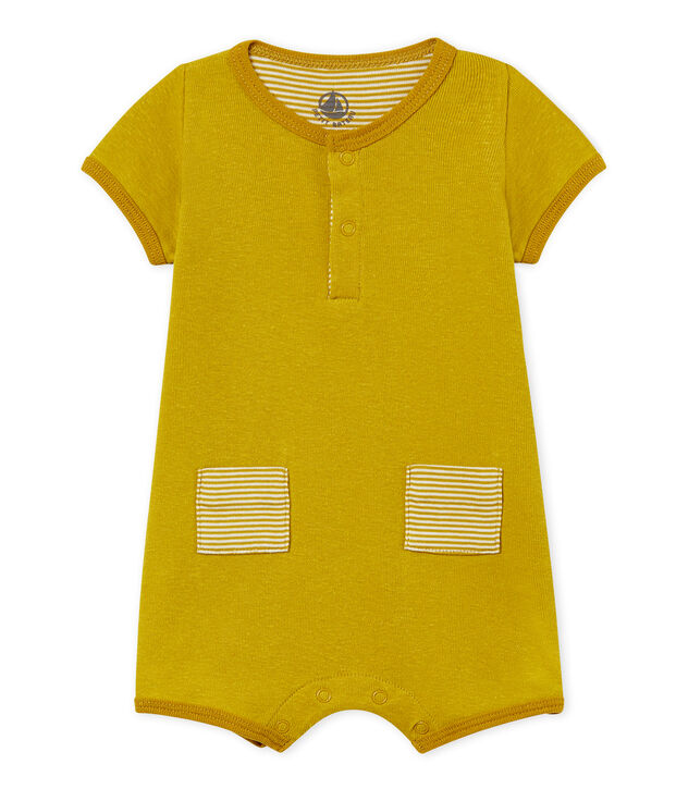 Baby boys' playsuit made of cotton/linen blend green