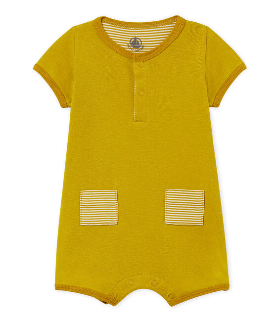 Baby boys' playsuit made of cotton/linen blend BAMBOO green