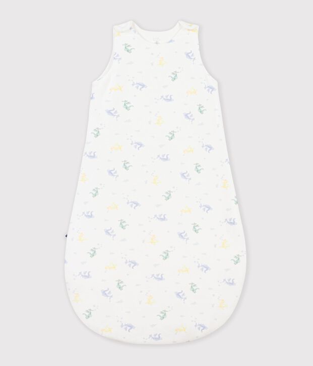 Babies' 3 TOG dragon print cotton sleeping bag white/multicolor