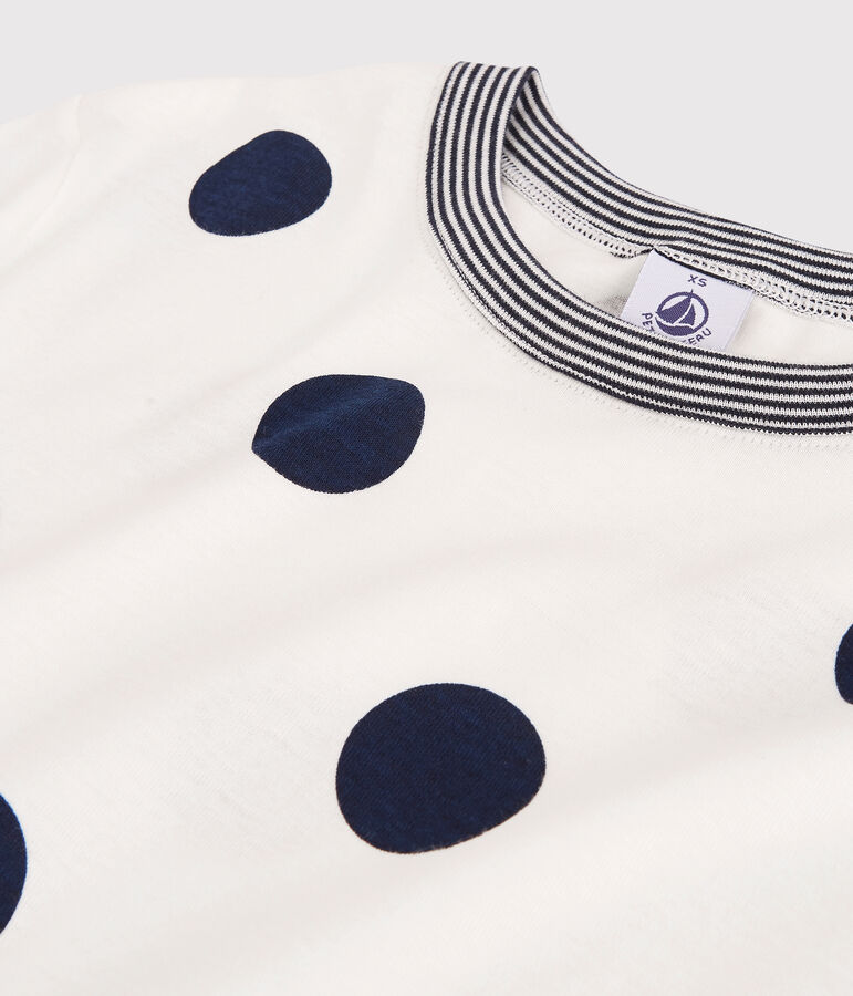 Women's Spotted Round-Neck Cotton T-Shirt white/blue