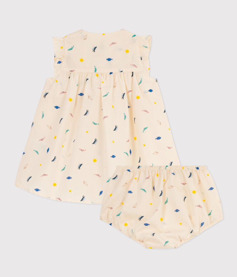Babies' Patterned Poplin Dress and Bloomers Ecru/multicolor
