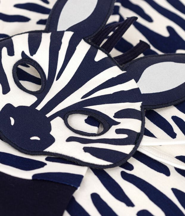 Children's zebra print cotton fancy dress pyjamas blue/blue