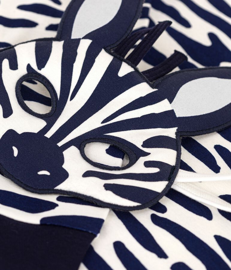 Children's zebra print cotton fancy dress pyjamas Ecru/blue