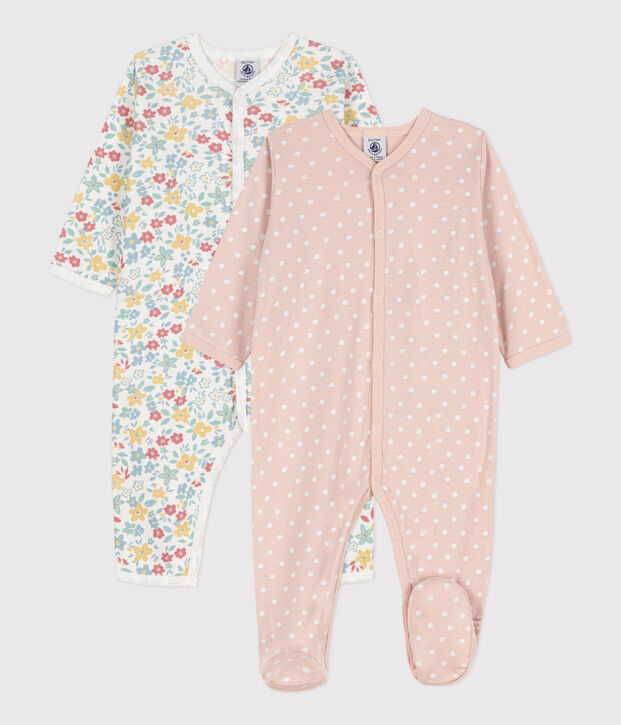 Flowers and Spots Cotton Sleepsuits - 2-Pack multicolor