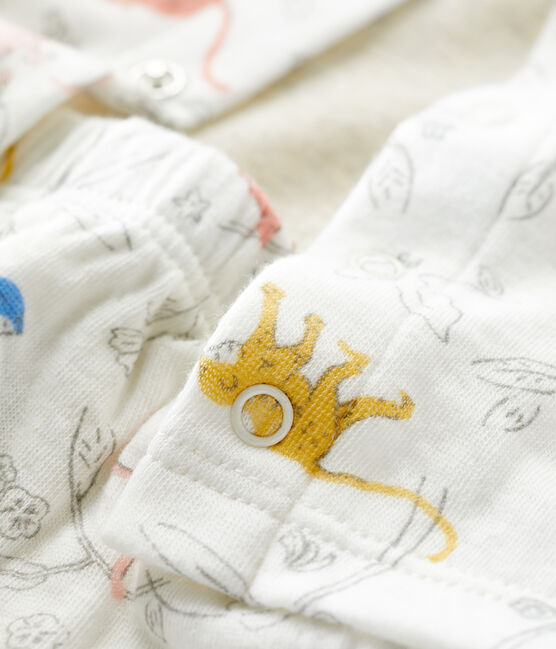 Babies' Organic Monkey Print Tube Knit Clothing - 3-Piece Set MARSHMALLOW white/MULTICO white