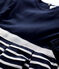 Girls' Long-Sleeved Cotton Dress SMOKING blue/MARSHMALLOW ARGENT BRILLANT