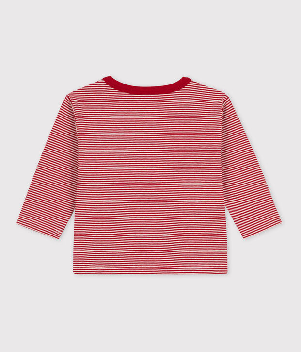 Babies' Long-Sleeved Pinstriped Tube Knit T-Shirt red/beige
