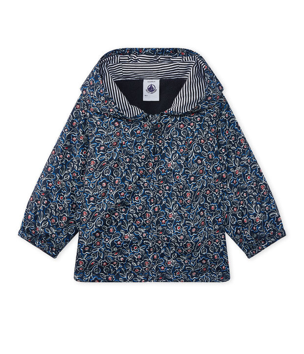 Baby girl's hooded print jacket blue/multicolor