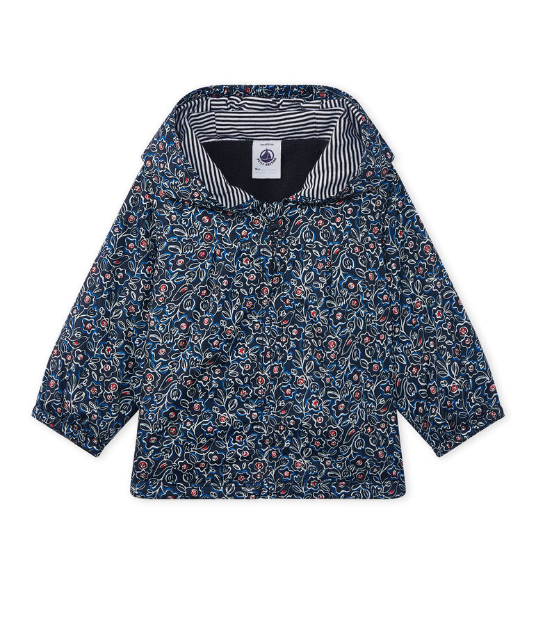 Baby girl's hooded print jacket blue/multicolor