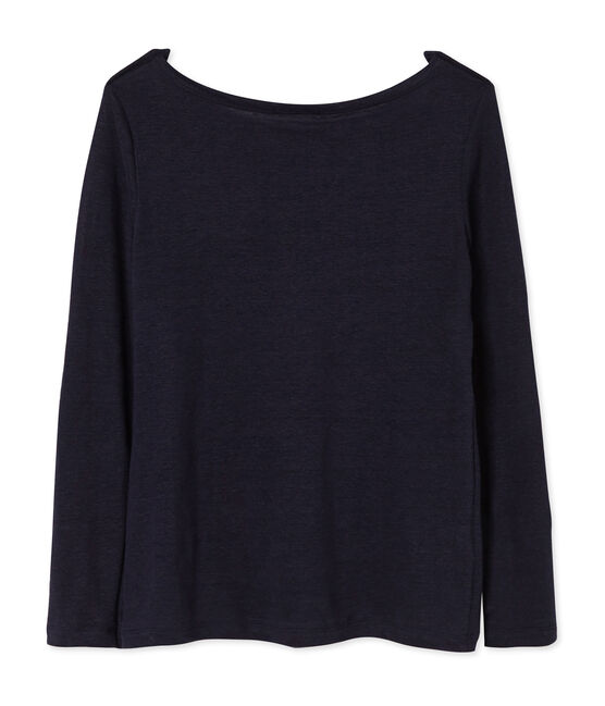Women's linen tee SMOKING blue