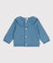 Babies' plain wool and cotton knit cardigan with a collar ADRIATIC