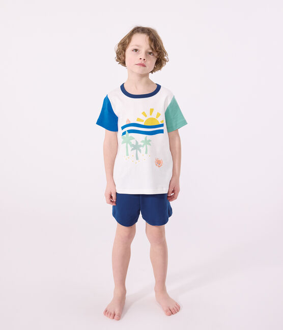 Children's short cotton pyjamas MARSHMALLOW white/MULTICO white