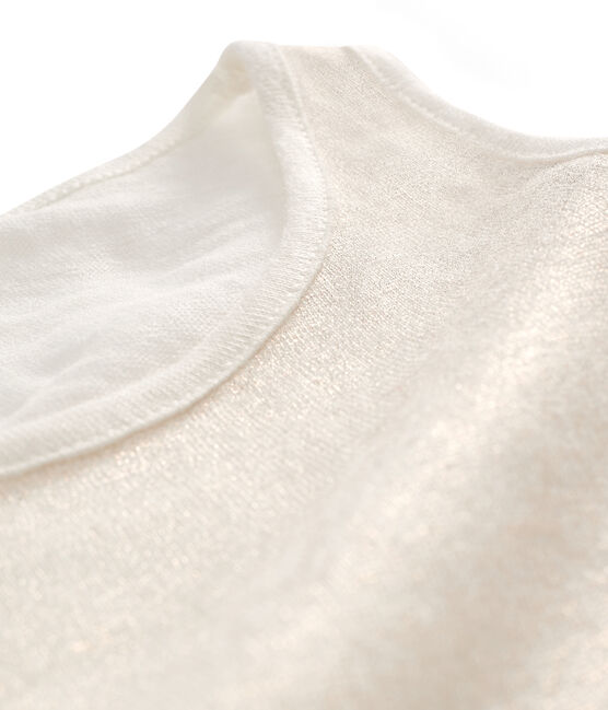 Women's iridescent linen sleeveless top MARSHMALLOW white/COPPER pink
