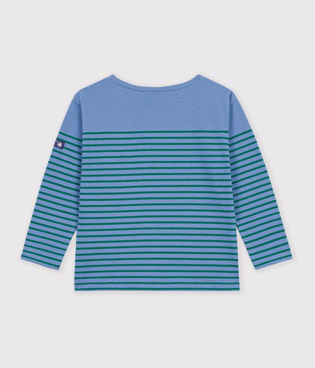Children's cotton Breton top blue/green