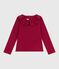 Children's long-sleeved plain cotton T-shirt AMARANTE