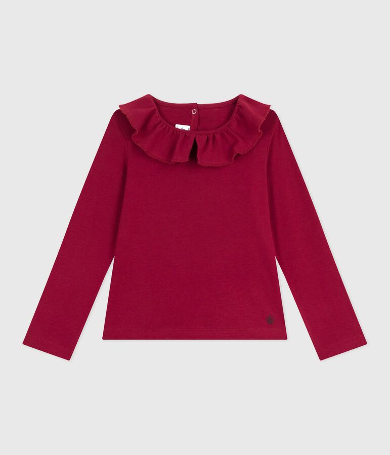 Children's long-sleeved plain cotton T-shirt red