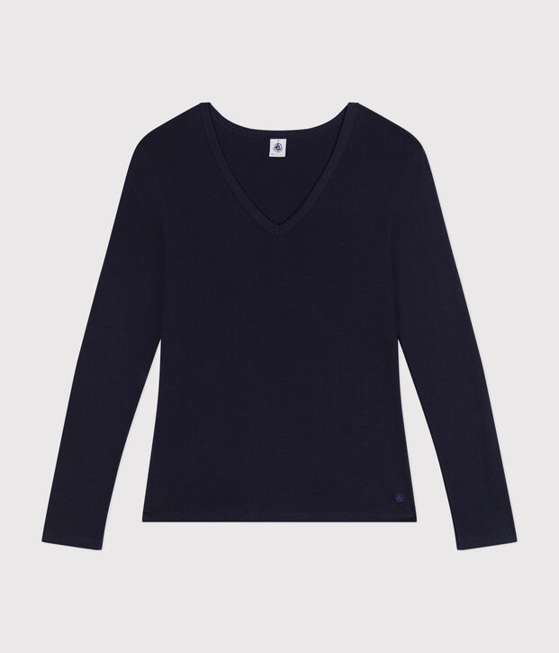 Women's plain long-sleeved iconic rib knit T-shirt SMOKING