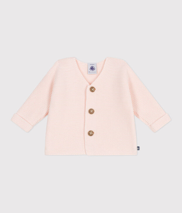 Babies' moss stitch cotton cardigan FLEUR
