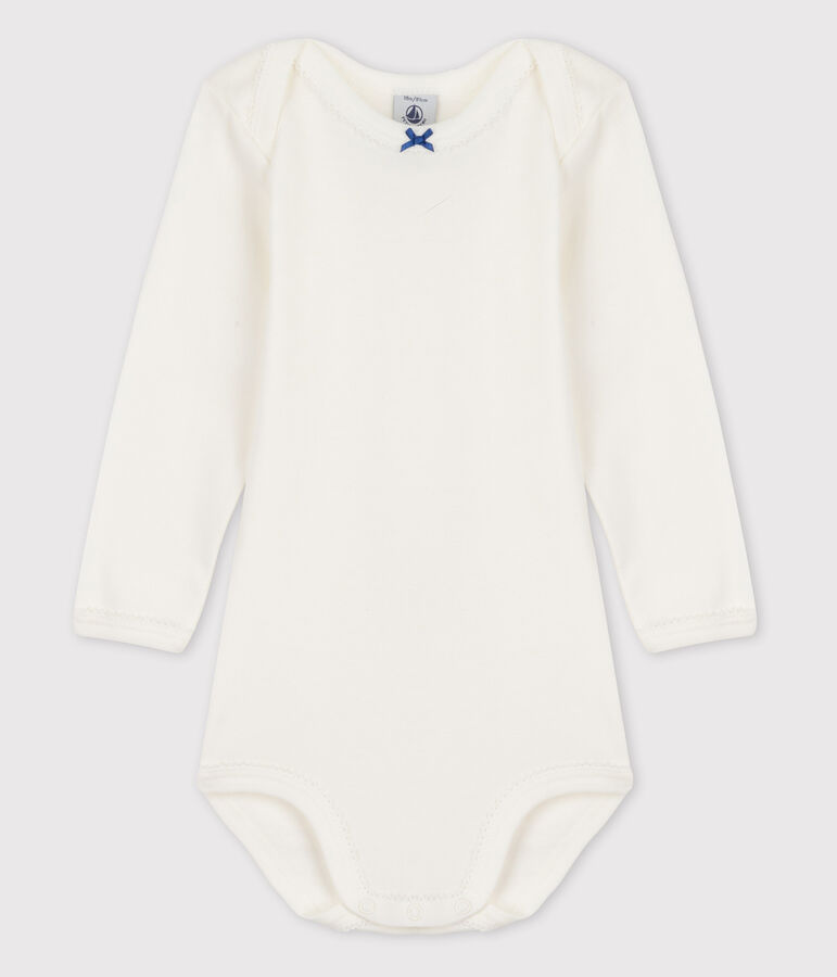 Baby Girls' Long-Sleeved Bodysuit MARSHMALLOW white