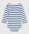 Babies' stripy cotton body with a polo shirt collar MILK blue/OLYMPIC