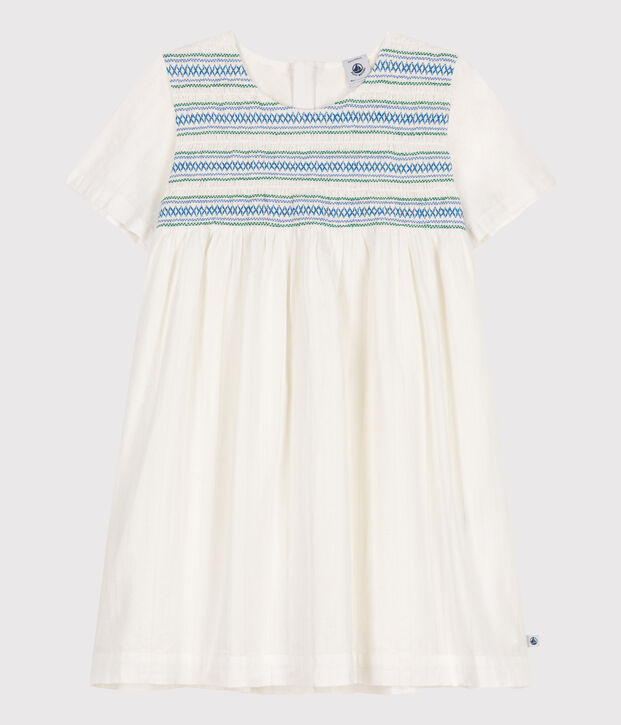 Children's short-sleeved cotton dress white