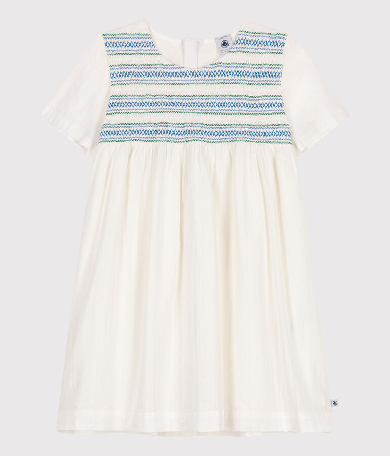 Children's short-sleeved cotton dress white
