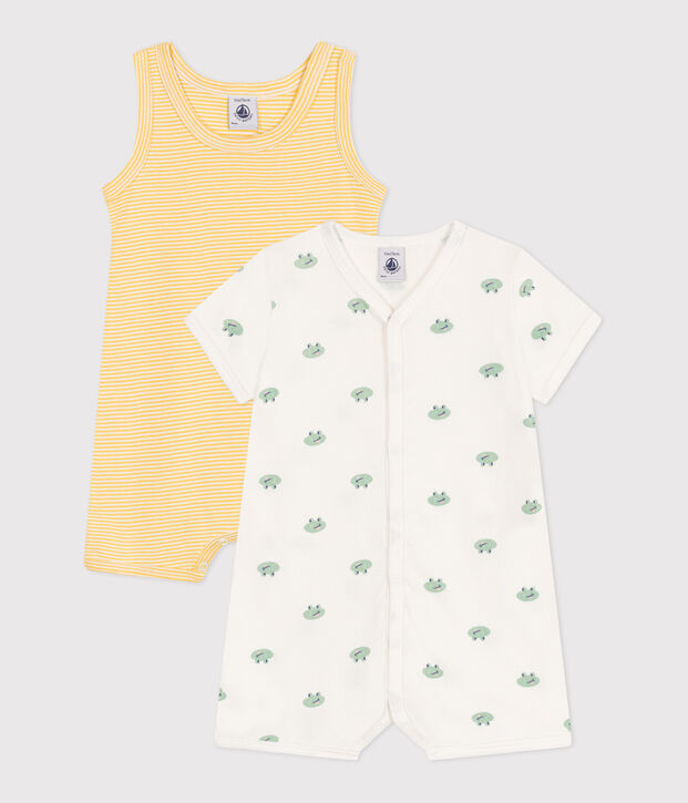 Babies' short cotton jumpsuits - 2-Pack multicolor