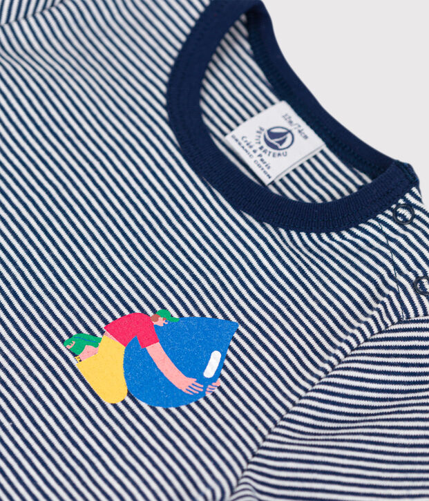 Petit Bateau x Water Family Babies' T-Shirt blue/white