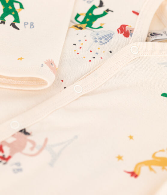 Babies' Footless Cotton Sleepsuit AVALANCHE white/MULTICO