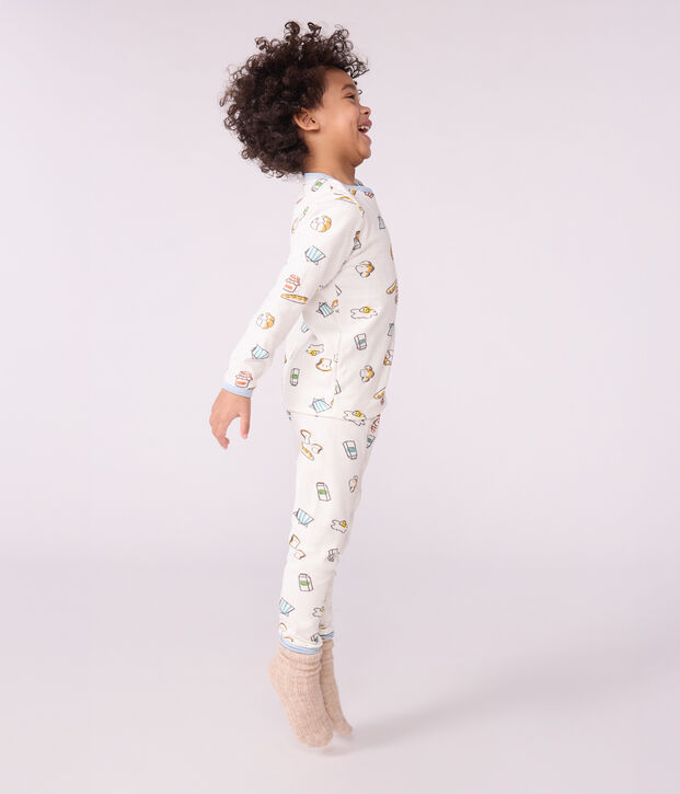 Children's breakfast-print tube knit pyjamas white/multicolor