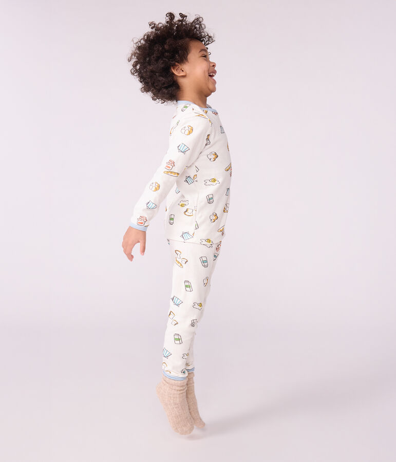 Children's breakfast-print tube knit pyjamas white/multicolor