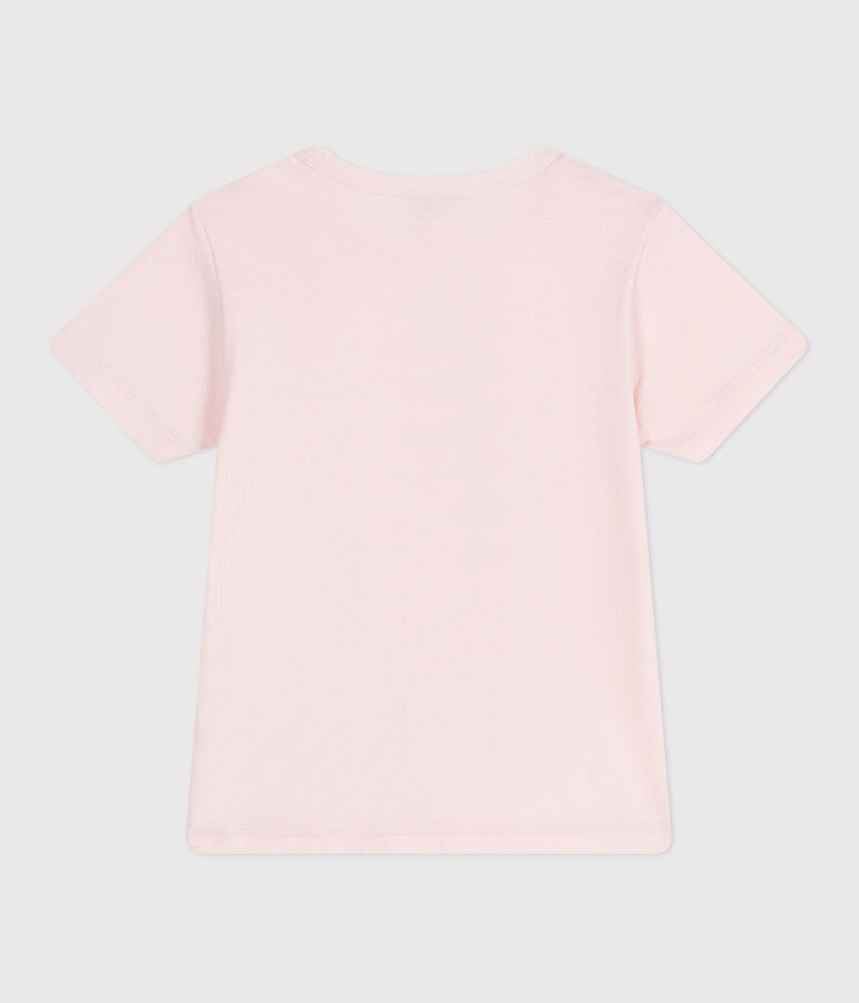 Children's short-sleeved printed cotton T-shirt pink