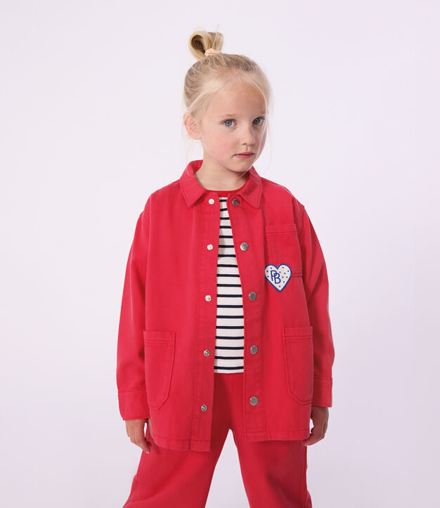 Children's jacket in plain cotton red