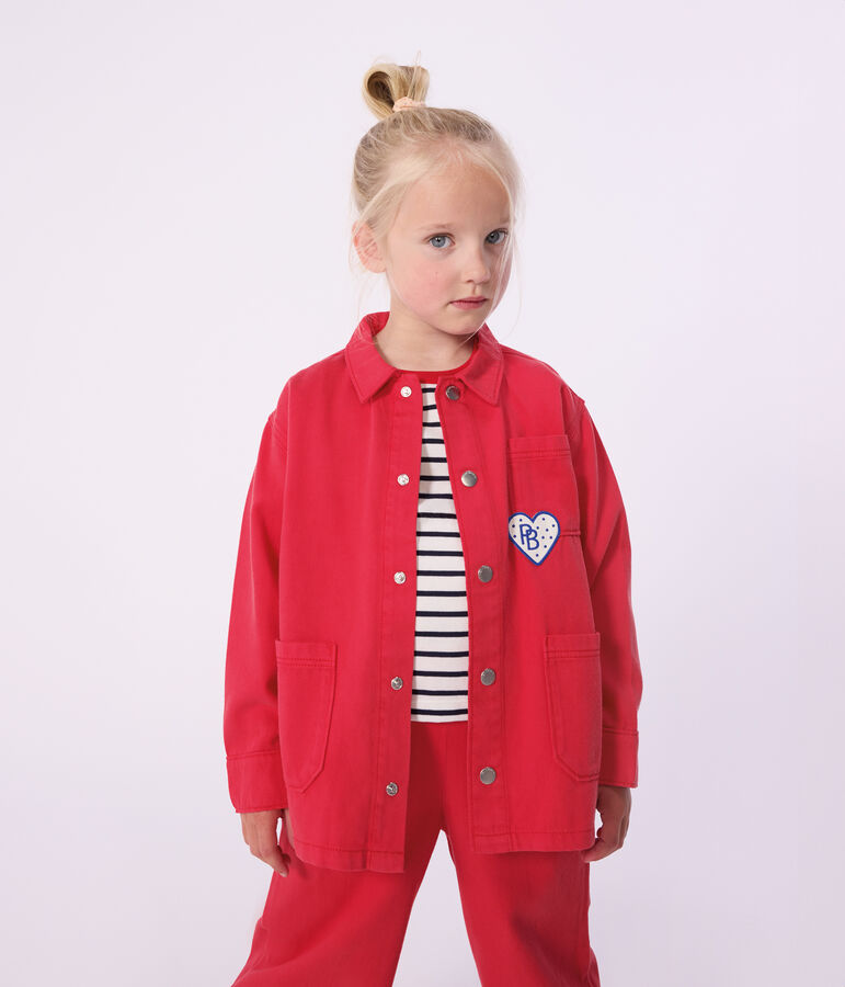 Children's jacket in plain cotton red