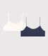 Girls' Spotted Cotton and Elastane Bralettes - 2-Pack