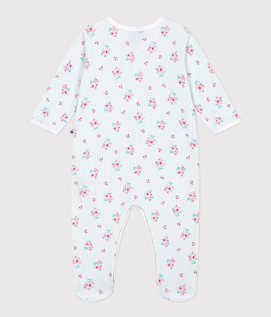Babies' floral print cotton pyjamas MARSHMALLOW white/MULTICO white